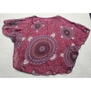 Catwalk Studio Made In Italy Boho Batwing Top Womens Sheer Overlay Blouse